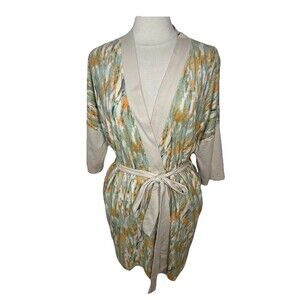 Pact Staycation Robe Organic Cotton Sustainable Kimono Short M/L Pockets Cottage